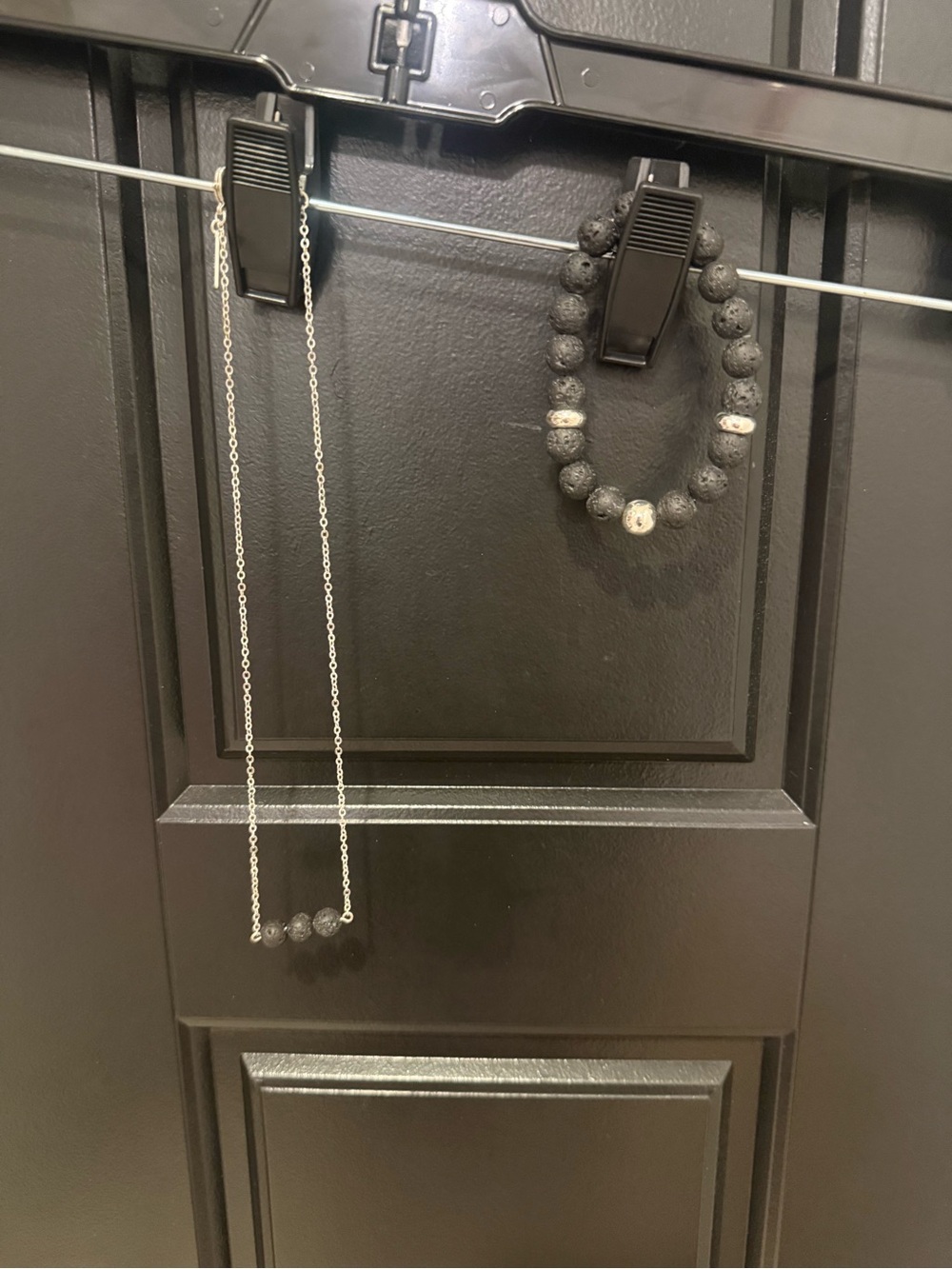 Black Essential Oil Lava Bead Bracelet and Necklace Set